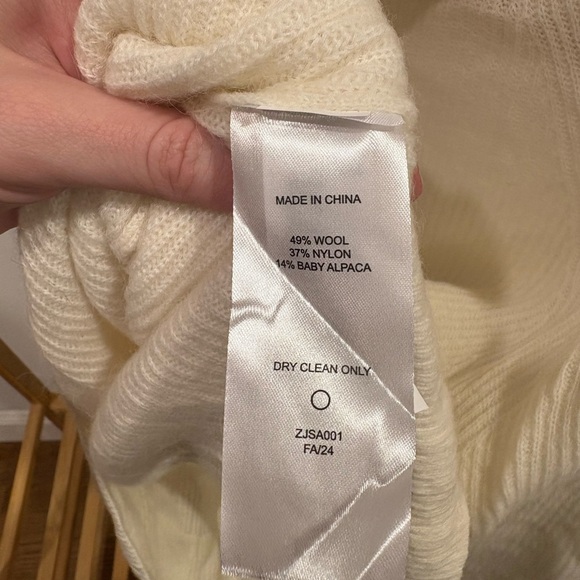 Quince Cream Baby Alpaca-Wool Turtleneck Cowl Neck Sweater - Picture 7 of 7